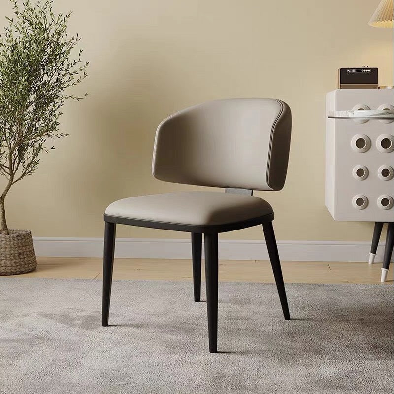 Modern Minimalist Leather Iron Sponge Square Dining Chair Backrest For Dining Room