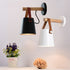 Modern Minimalist Wood Iron Cylinder 1-Light Wall Sconce Lamp For Bedside