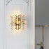 Modern Luxury Stainless Steel Crystal Multiple Rectangular 1/2 Light Wall Sconce Lamp For Living Room