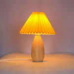 Contemporary Retro Pleated Fabric Solid Wood Base 1-Light Table Lamp For Bedroom
