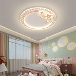 Contemporary Creative Kids Round Orb Stars Hardware Acrylic LED Flush Mount Ceiling Light For Bedroom