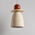 Traditional Japanese Wabi Sabi Travertine Semicircle Shade Solid Wood 1-Light Pendant Light For Living Room