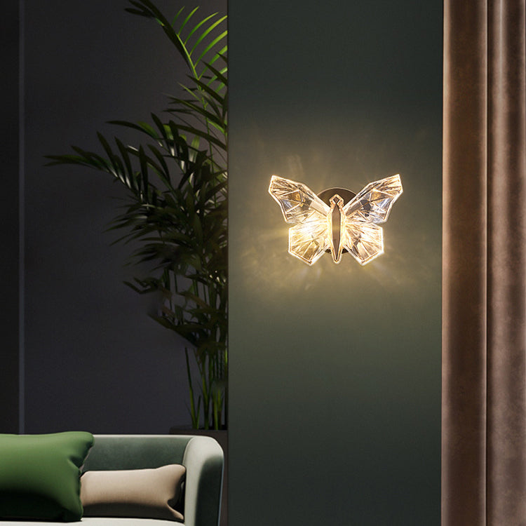 Contemporary Creative Butterfly Hardware Aluminum Acrylic LED Wall Sconce Lamp For Living Room