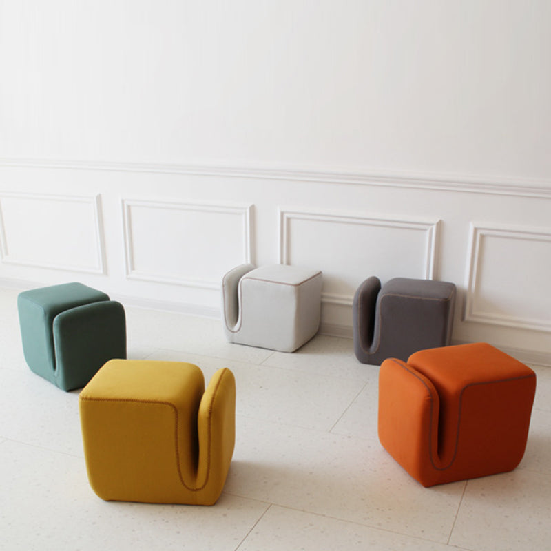 Modern Simplicity Fabric Wood Sponge Cube Vanity Stool Backless For Bedroom