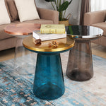 Modern Minimalist Round Cone Hardware Glass Coffee Table For Living Room