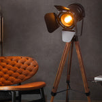 Traditional Vintage Tripod Camera Wooden Iron ABS 1-Light Standing Floor Lamp For Living Room