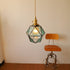 Traditional Vintage Polygonal Brass Glass 1-Light Pendant Light For Living Room