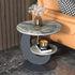 Modern Luxury Round Crescent Moon Frame Slab Carbon Steel End Table 2-Tray For Living Room