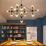 Modern Minimalist Round Ball Iron Glass 10/21 Light Chandelier For Living Room