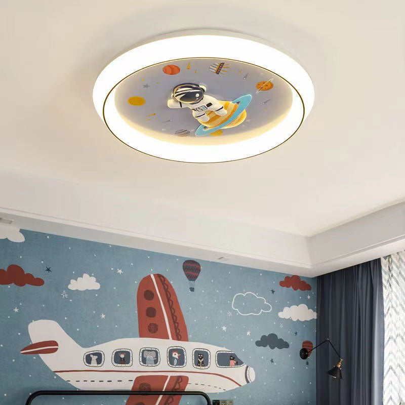 Modern Minimalist Kids Cartoon Round Acrylic Iron Resin LED Flush Mount Ceiling Light For Bedroom