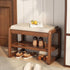 Modern Minimalist Rectangular Leather Solid Wood Shoe Storage 1-Shelf For Entryways