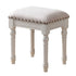 Contemporary Scandinavian Square Linen Leather Solid Wood Vanity Stool Backless Armless For Bedroom