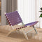 Contemporary Retro Ash Wood Saddle Leather Weaving Square Accent Chair Backrest Armrest Footrest For Living Room