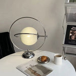 Contemporary Scandinavian Rotatable Glass Planet Hardware Ring 1-Light Table Lamp For Bedroom