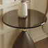 Modern Minimalist Round Cone Base Glass Carbon Steel End Table For Living Room