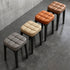 Contemporary Simplicity Square Plaid Microfiber Leather Upholstered Plastic Vanity Stool For Bedroom