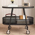 Modern Simplicity Elliptical Glass Iron End Table 2-Tier For Living Room