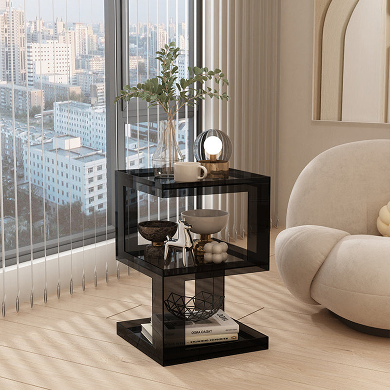 Modern Minimalist Acrylic Geometric Square End Table 3-Tier For Living Room