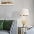 Contemporary Creative Polygonal Base Round Hardware Fabric 1-Light Table Lamp For Bedroom