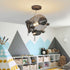 Modern Art Deco Iron Glass PVC Spaceship LED Pendant Light For Bedroom