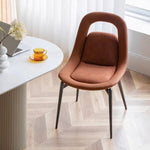 Contemporary Scandinavian Curved Leather Metal Tapered Legs Dining Chair Backrest For Dining Room