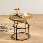 Traditional Japanese Round Rattan Iron Coffee Table For Living Room