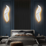 Contemporary Nordic Feather Hardware Resin LED Wall Sconce Lamp For Living Room