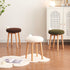 Modern Minimalist Round Lambswool Wood Vanity Stool For Bedroom