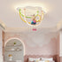 Contemporary Creative Cartoon Astronaut Cloud Iron Aluminum Rainbow Curve LED Kids Flush Mount Ceiling Light For Bedroom