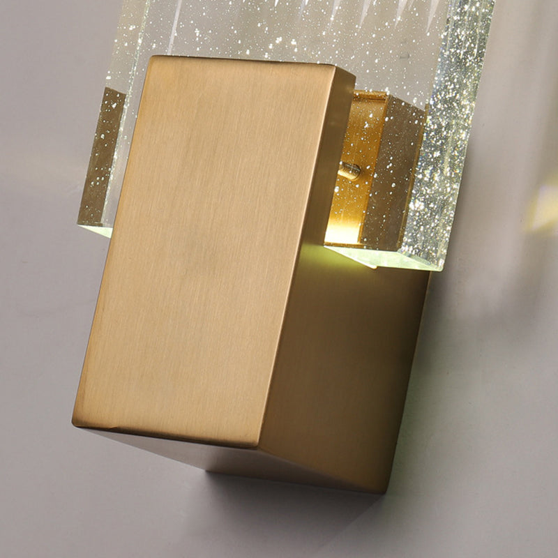 Modern Minimalist Rectangular Copper Crystal LED Wall Sconce Lamp For Living Room