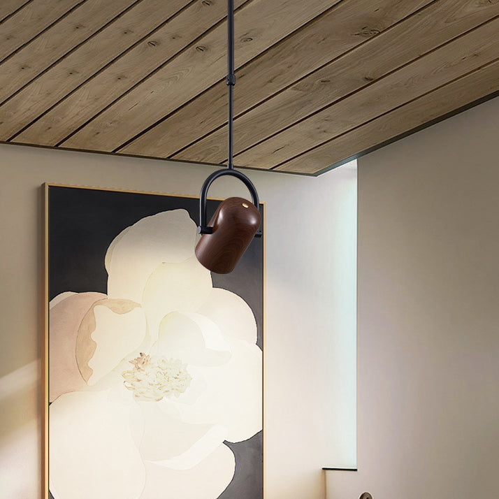 Modern Minimalist Cylinder Rotatable Angled Iron Glass LED Pendant Light For Living Room