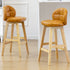 Modern Minimalist Square Wood Leather Foam Bar Stool With Four Legs Backrest For Dining Room