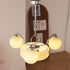 Modern Mid-Century Branch Curved Rod Round Orb Iron Glass 4/6/8 Light Chandelier For Living Room