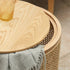 Contemporary Scandinavian Cylindrical Wood Rattan Coffee Table For Living Room