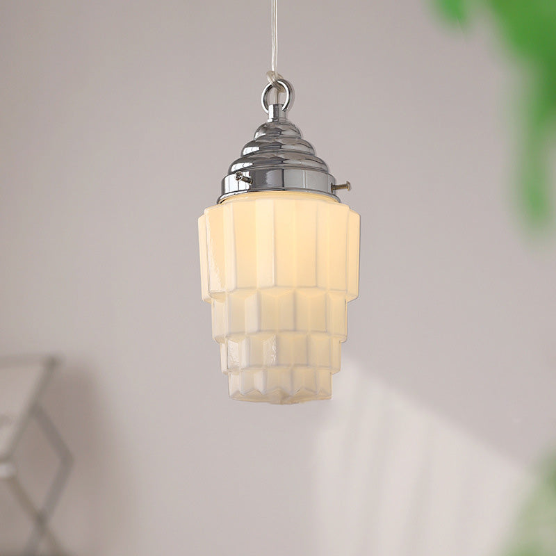 Modern Art Deco Irregular Cylinder Iron Glass 1-Light Pendant Light For Bedroom