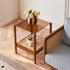 Traditional Japanese Weaving Square Ash Wood Glass End Table 2-Tier For Living Room