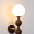 Traditional Vintage Cylinder Round Bead Wood Glass Metal 1-Light Wall Sconce Lamp For Living Room