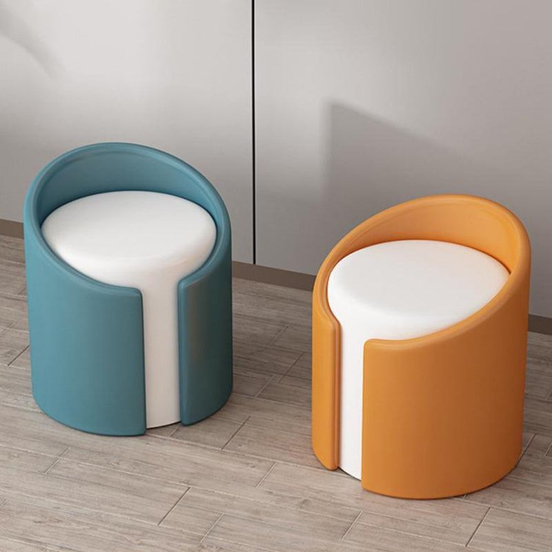 Modern Minimalist Leather Wood Sponge Round Cylinder Vanity Stool Backrest For Bedroom