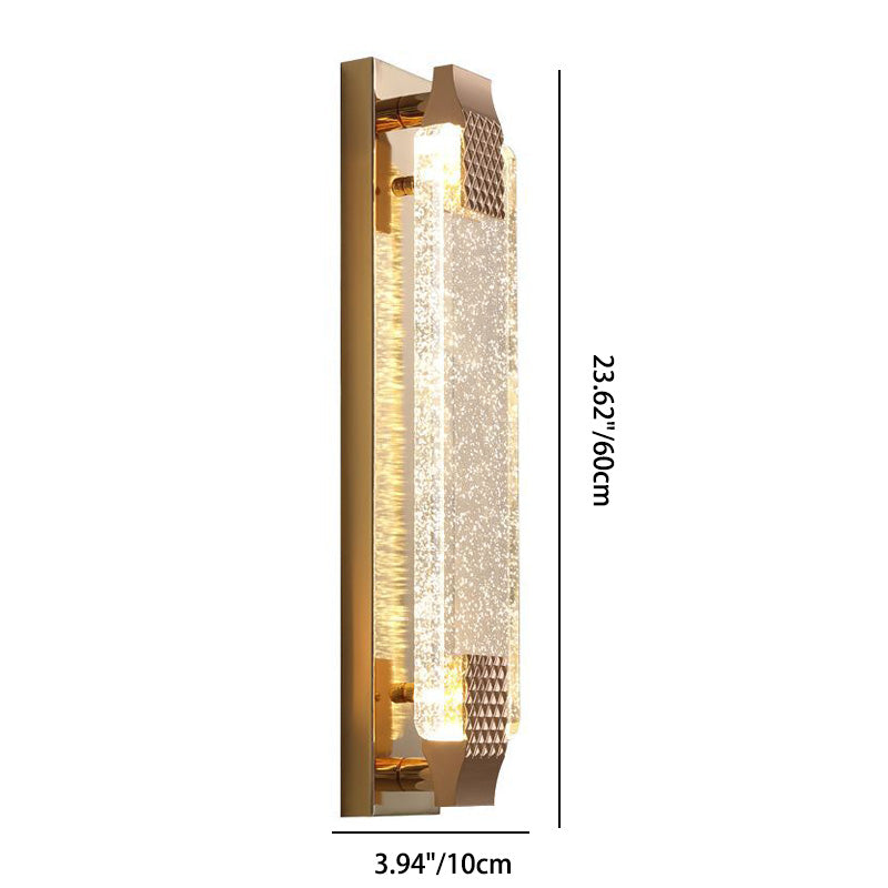 Contemporary Luxury Rectangular Glass Stainless Steel LED Wall Sconce Lamp For Bedroom