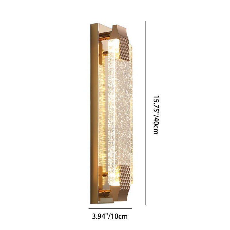 Contemporary Luxury Rectangular Glass Stainless Steel LED Wall Sconce Lamp For Bedroom