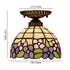 Traditional Tiffany Pastoral Purple Flower Stained Glass Bowl-shaped 1-Light Semi-Flush Mount Ceiling Light For Living Room