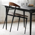 Contemporary Nordic Square Cowl Curved Back Leather Solid Wood Iron Dining Chair For Dining Room