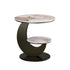 Modern Luxury Round Crescent Moon Frame Slab Carbon Steel End Table 2-Tray For Living Room