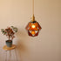 Traditional Vintage Polygonal Brass Stained Glass 1-Light Pendant Light For Living Room