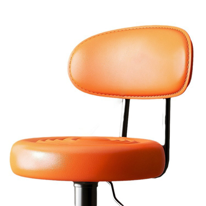 Modern Minimalist Round Upholstered Curved Backrest Leather Metal Bar Stool For Dining Room