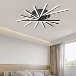 Modern Minimalist Iron Acrylic Rectangular Line LED Semi-Flush Mount Ceiling Light For Living Room