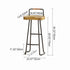 Modern Minimalist Square Iron Wood Bar Stool Low Backrest For Dining Room