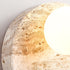 Traditional Japanese Wabi-Sabi Yellow Travertine Circle 1-Light Wall Sconce Lamp For Bedroom