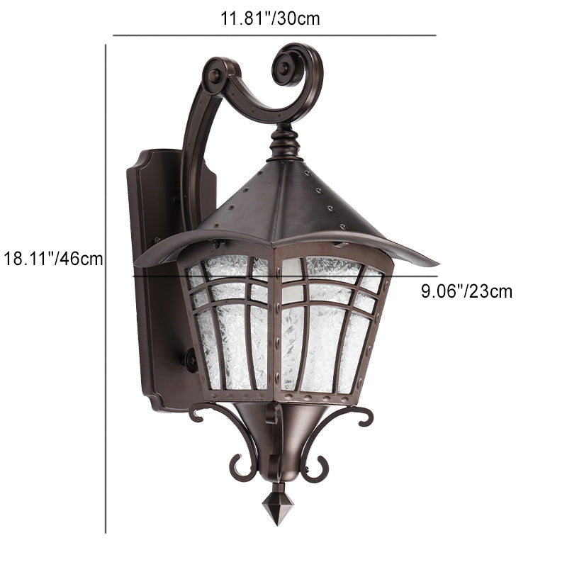 Traditional European Waterproof Aluminum Glass Cone Cylinder 1-Light Wall Sconce Lamp For Outdoor Patio