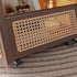 Traditional Farmhouse Weaving Rectangular Trolley Rubber Wood End Table 2-Tier For Living Room